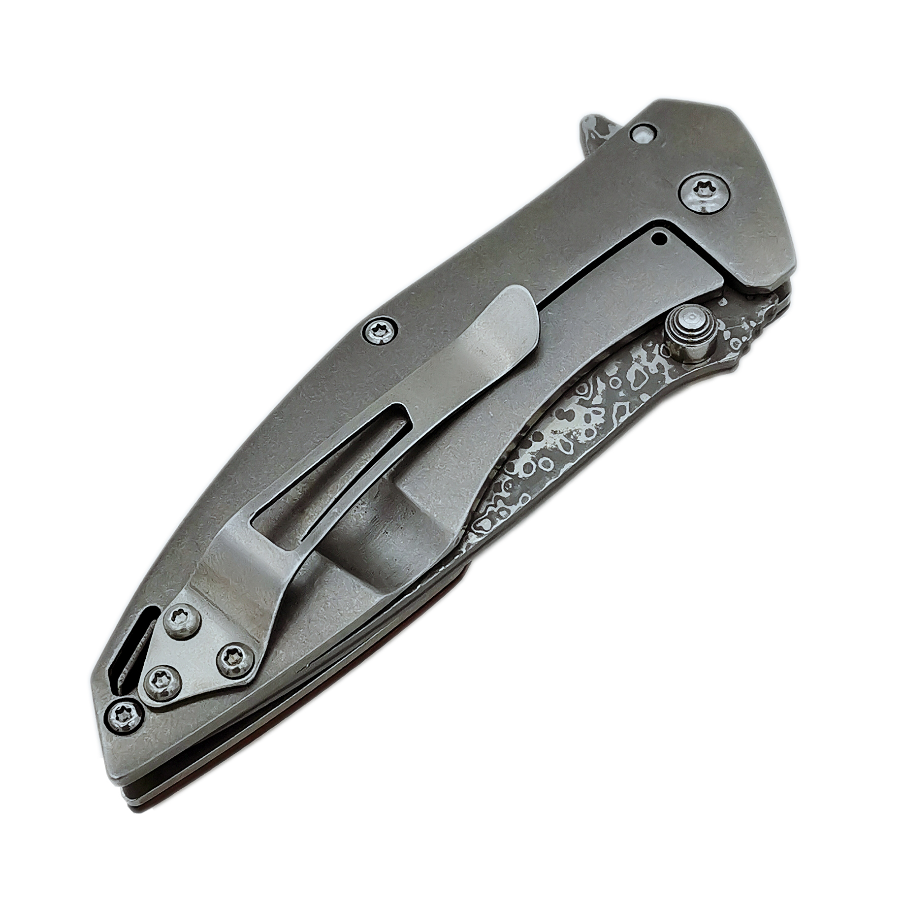 ALBATROSS HGDK021 EDC 7.25" Red Sandalwood Handle Damascus Steel Folding Pocket Knife Liner Lock