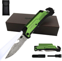 damascus multitool knife FK001DA green handle