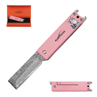 ALBATROSS Pink Damascus Folding Pocket Knife – Cute Cat Design EDC Knife for Women with Bottle Opener & Gift Box