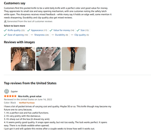 Amazon customer reviews to Albatross fk003 damascus