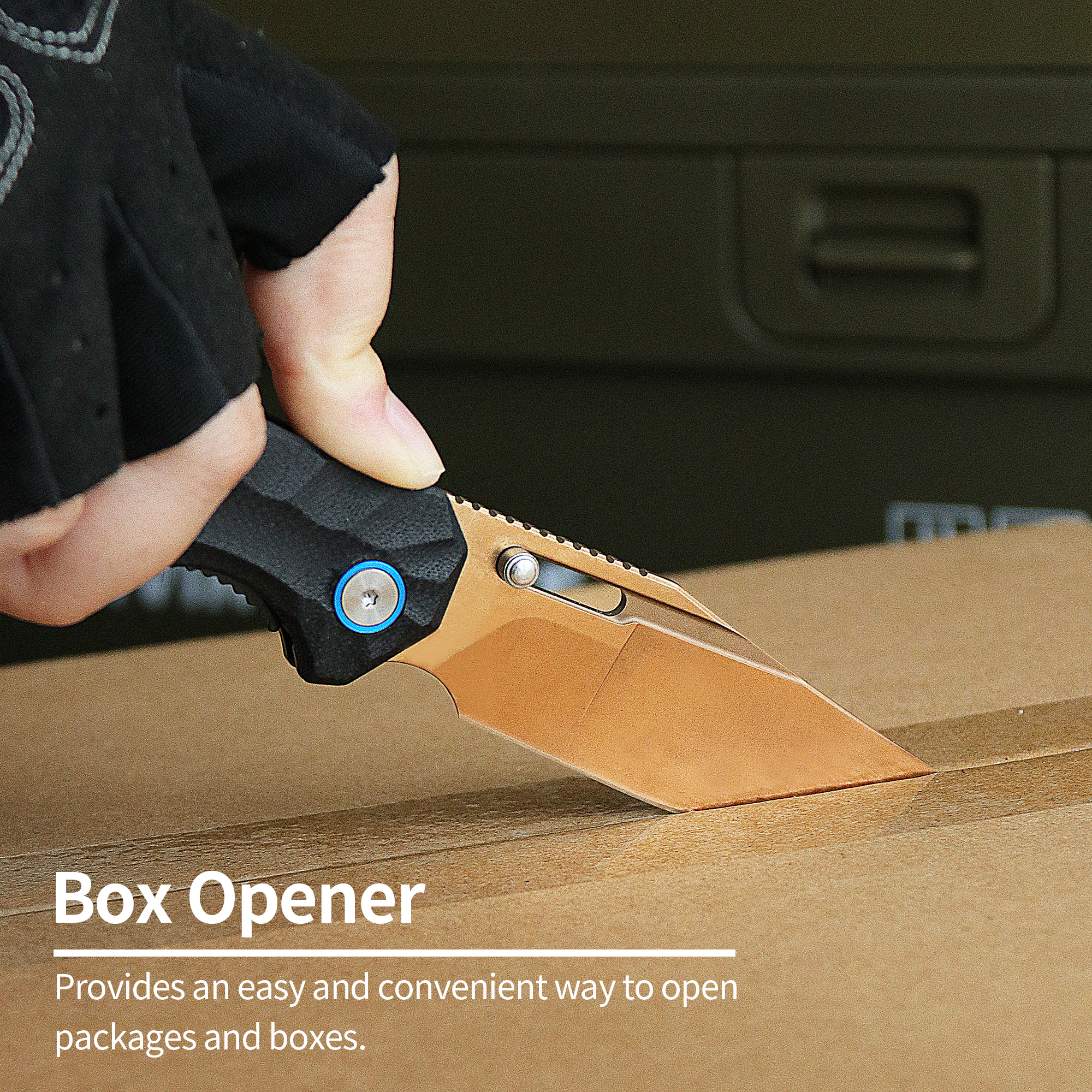 ALBATROSS EDC Classic Black & Gold Pocket Knife, Gold D2 Blade, G10 Handle, Liner Lock, Gift Box for Valentine‘s Day Birthday AS-24652-GBG