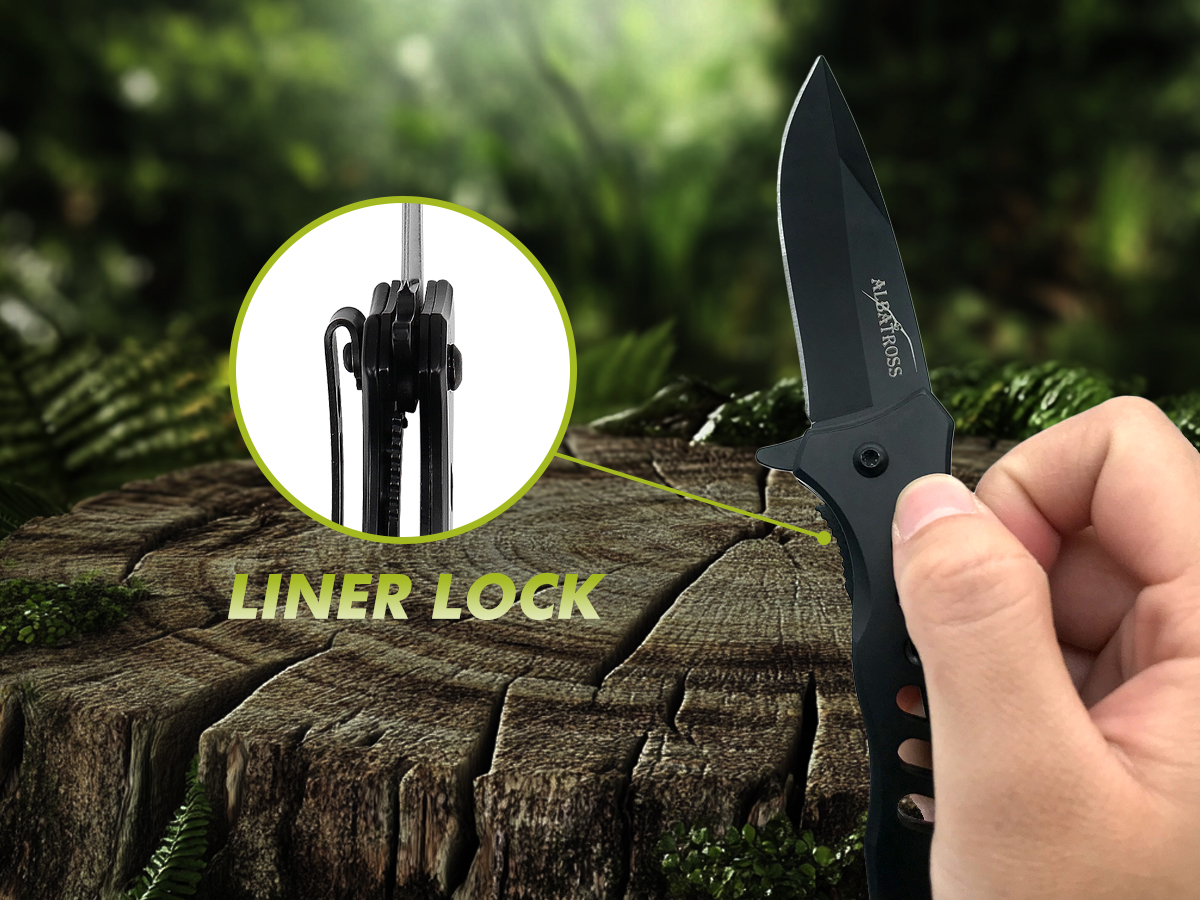 assisted opening pocket knife with liner lock