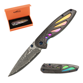 Damascus Steel Pocket Knife with Liner Lock