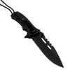 ALBATROSS FK020 Multifunctional Spring-Assisted Camping Pocket Knife - 3.5" Black Blade, 4.75" Handle, with Built-in Fire Starter, Whistle, Paracord, and Liner Lock Essential EDC Tool (BLACK)