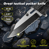 ALBATROSS FK017 EDC 5-in-1 Tactical Knife Outdoor Multi-Functional Tool with Glass Breaker, Seatbelt Cutter, Serrated Blade, Flashlight, and Carrying Bag