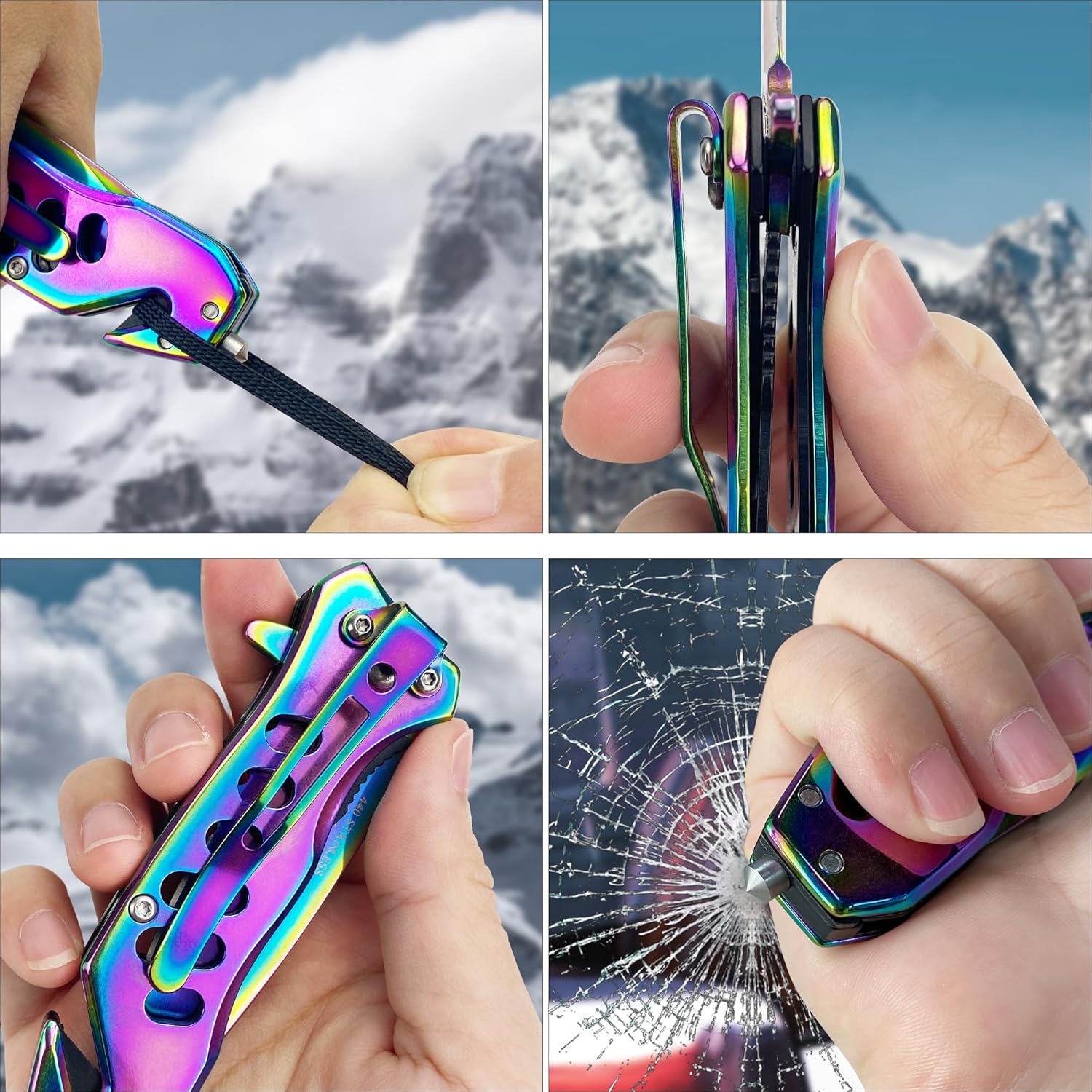 ALBATROSS FK003 Multicolor EDC Serrated Blade Stainless Steel Tactical Folding Pocket Knife,SpeedSafe Spring Assisted Opening Knifes with Liner Lock,Pocket clip,Glass Breaker,Seatbelt Cutter