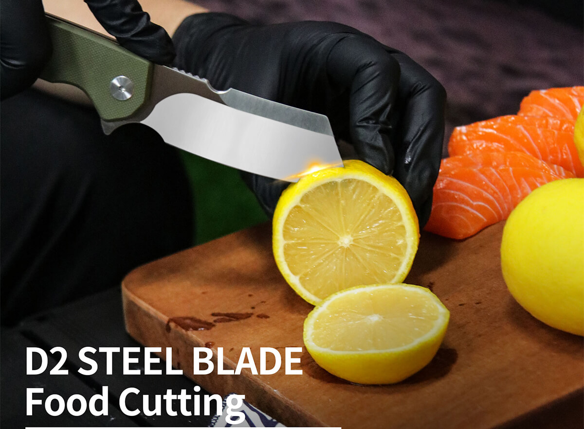 camping knife used for outdoor food preparation at campsite