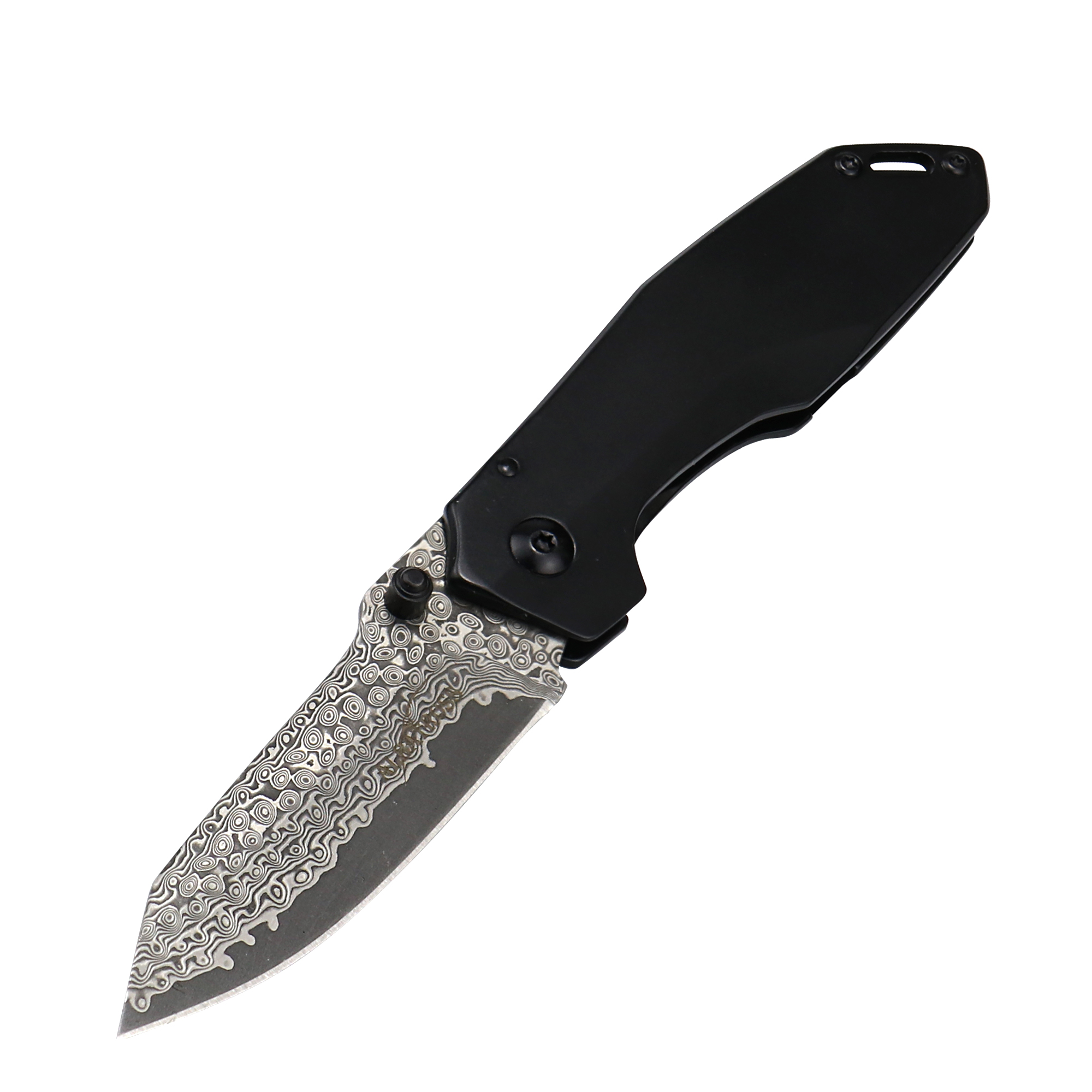 ALBATROSS 7'' HGDK027 VG10 Damascus Steel Folding Pocket Knife with Retro Blackwash Handle, EDC Knife with Liner Lock