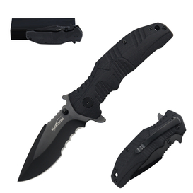 ALBATROSS EDC Pocket Knife - Tactical Folding Knife with D2 Steel Blade, Black G10 Handle, Deep Carry Clip - Outdoor Survival Gear for Men - AS-XH2186