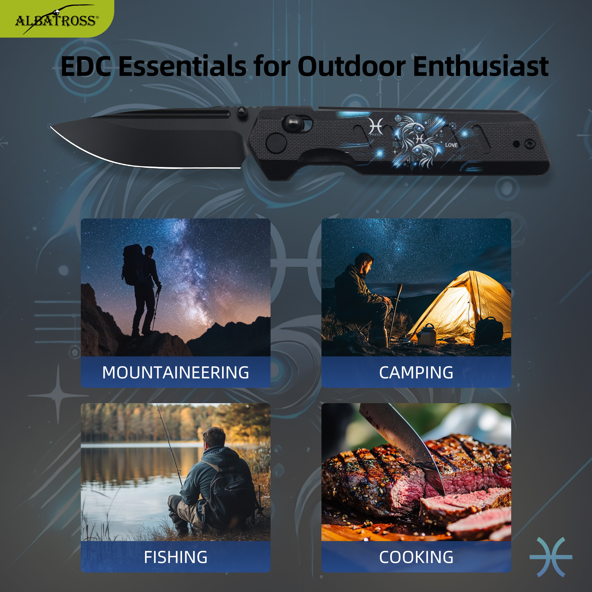 ALBATROSS Pisces VG10 Steel Pocket Folding Knife - 4.3