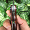 EDC Damascus Folding Pocket Knife with Liner Lock and Yellow Sandalwood Handle - HGDK003