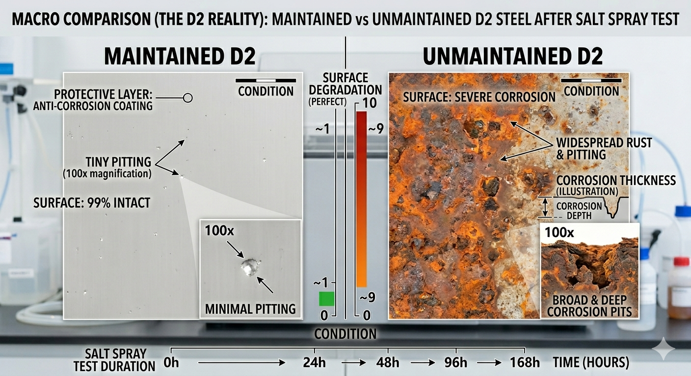 how to clean D2 steel blade