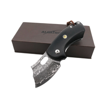 ALBATROSS HGDK024 EDC Camping 2" Mini Ebony Wooden Handle Damascus Folding Pocket Knife