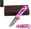 ALBATROSS FK003 Pink EDC Damascus Steel Tactical Folding Pocket Knife,SpeedSafe Spring Assisted Opening Knifes with Liner Lock,Pocketclip,Glass Breaker,Seatbelt Cutter