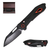 7.6" Folding Pocket Knife, 2.7" Black Blade, Red Black Anodized Aluminum Handle with Axis Lock and Glass Breaker, Premium Gift Box
