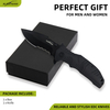 ALBATROSS EDC Pocket Knife - Tactical Folding Knife with D2 Steel Blade, Black G10 Handle, Deep Carry Clip - Outdoor Survival Gear for Men - AS-XH2186