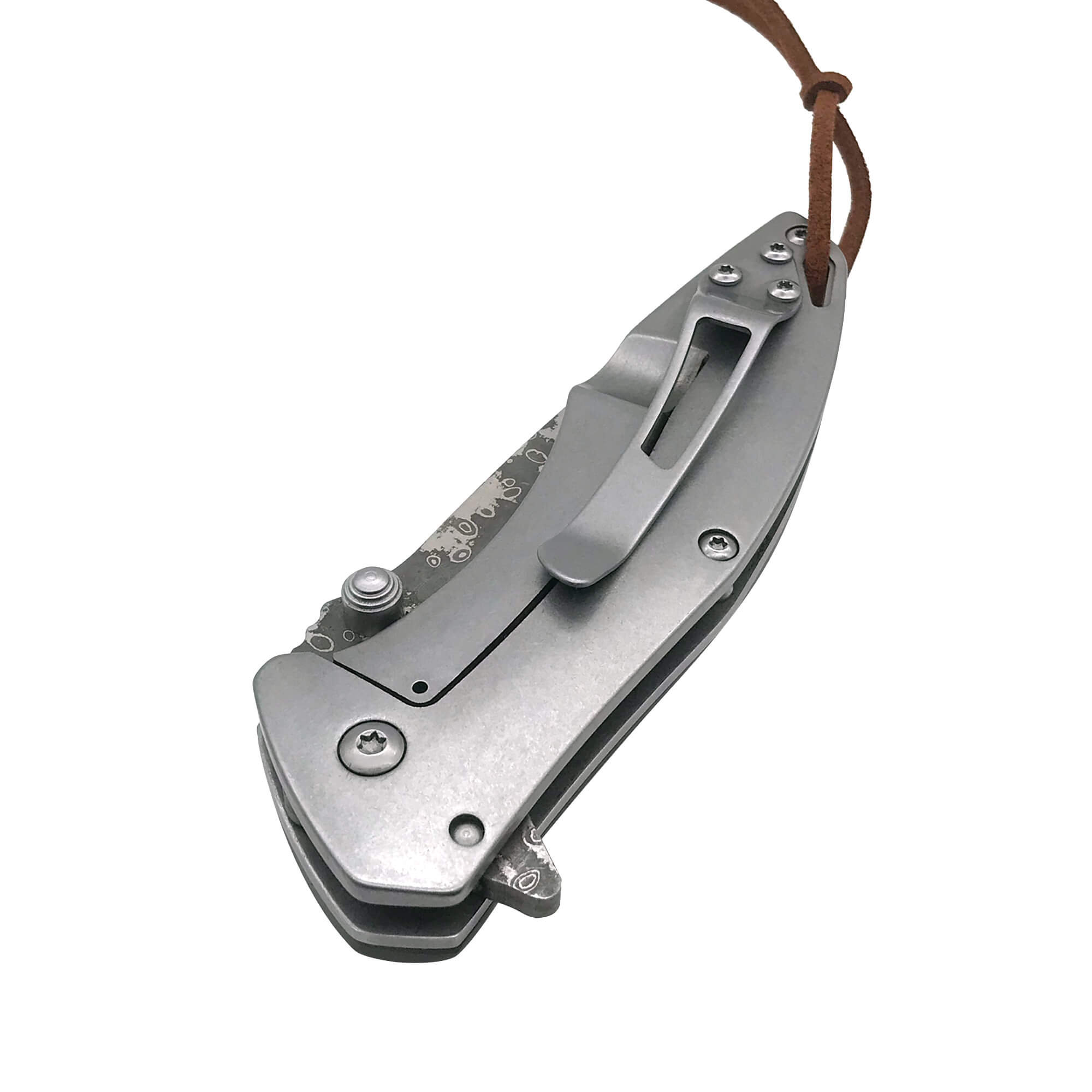 Abalone Seashells Handle Knife with Pocket Clip