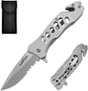 ALBATROSS FK003 Gray EDC Serrated Blade Stainless Steel Tactical Folding Pocket Knife,SpeedSafe Spring Assisted Opening Knifes with Liner Lock,Pocket clip,Glass Breaker,Seatbelt Cutter