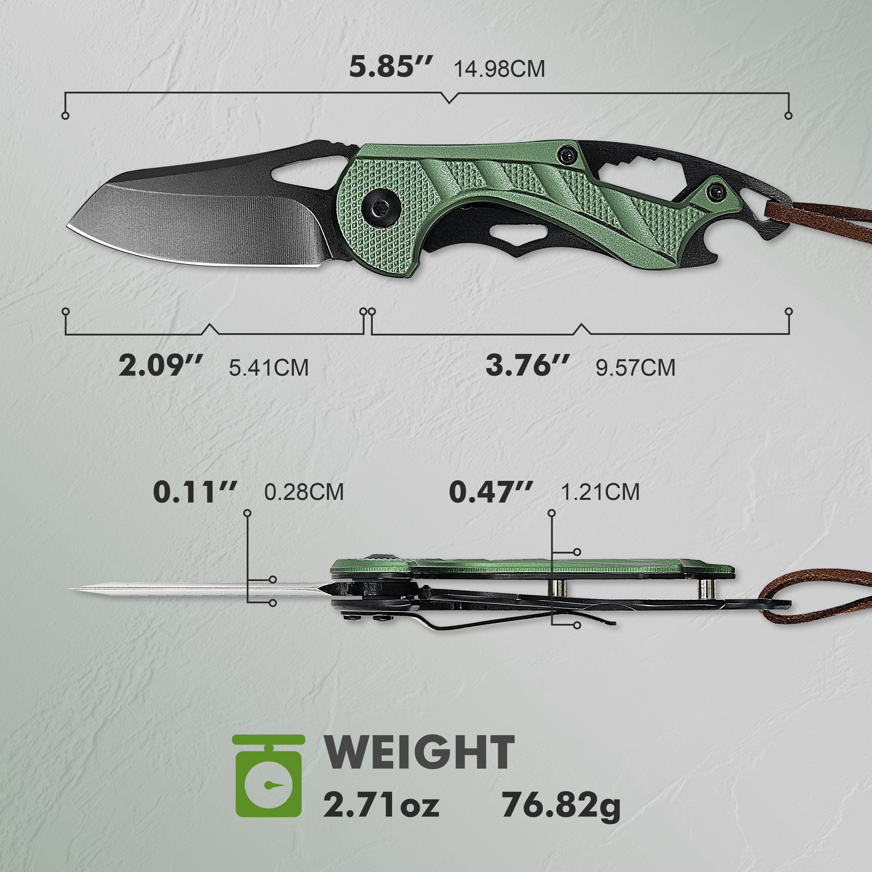 ALBATROSS Small Folding Knife with Bottle Opener and Wrench, Pocket knife EDC Gadgets for Daily Use,Gift for Men & Women, AS-23288-GN (GREEN)