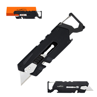 ALBATROSS Utility Knife - Multi-Tool with Replaceable Razor Blade, Screwdrivers, Rope Cutter, and Bottle Opener, G10 Handle, Includes 3 Extra Replacement Blades (Black)