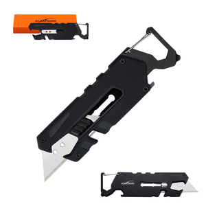ALBATROSS Utility Knife - Multi-Tool with Replaceable Razor Blade, Screwdrivers, Rope Cutter, and Bottle Opener, G10 Handle, Includes 3 Extra Replacement Blades (Black)
